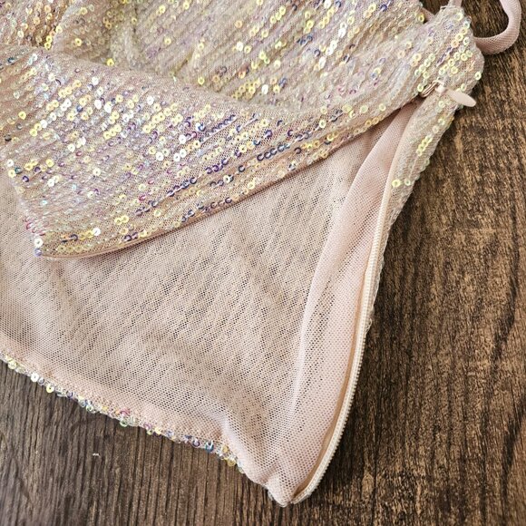 NWOT San Souci Shimmer Pearl Sequin Crop Top Bralette, S - Picture 6 of 10